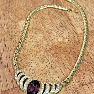Authentic Christian Dior Elegant Gold and Purple Necklace